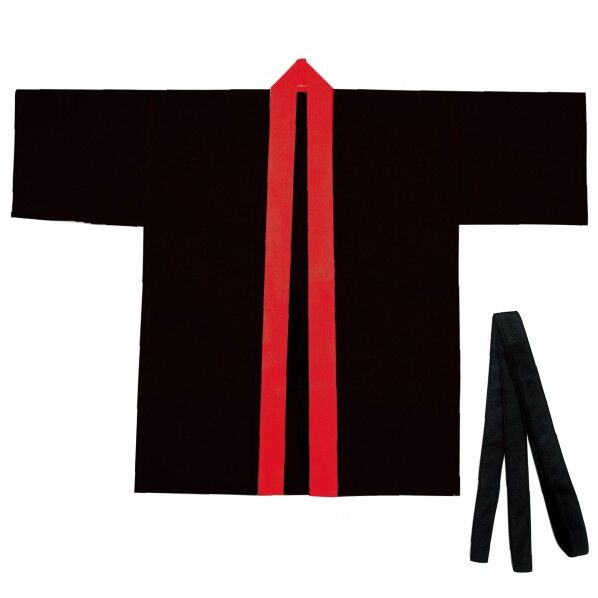 カラー不織布ハッヒﾟ(帯付) 黒(襟赤) M