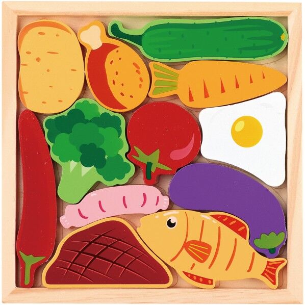 木製四角パズル たべもの