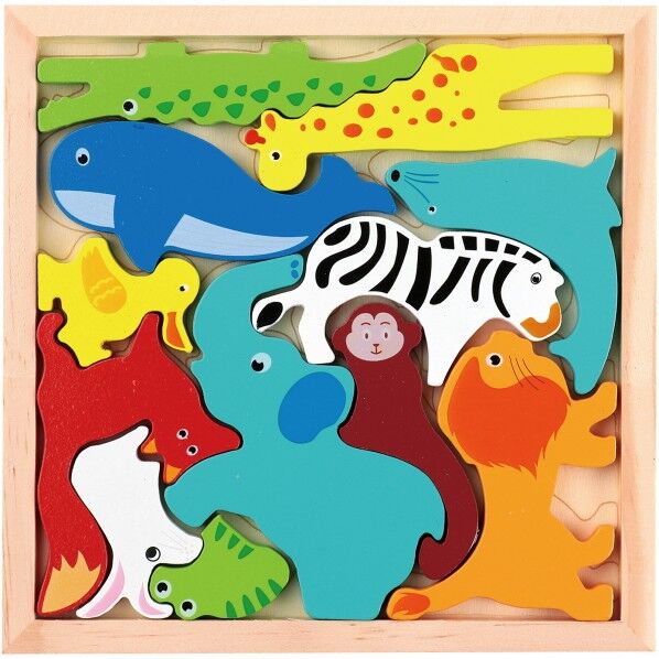 木製四角パズル どうぶつ