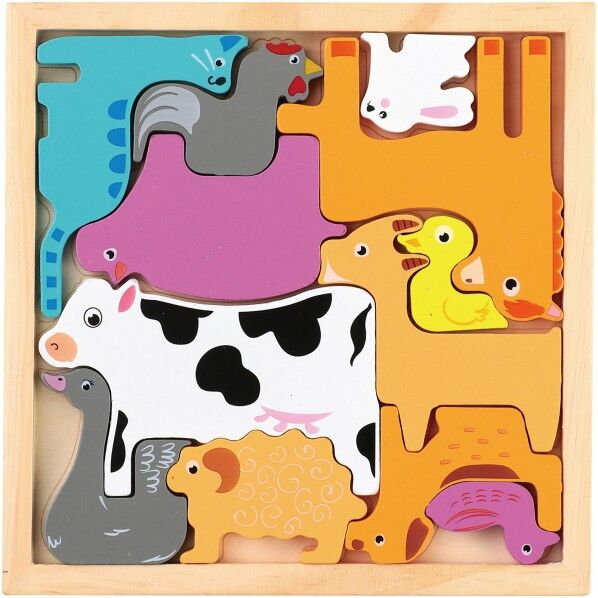 木製四角ハﾟスﾞル ぼくじょうのどうぶつ