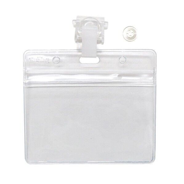 クリップウェア ボタンに留めるネームホルダー 名刺ホルダー クリップウェアケース