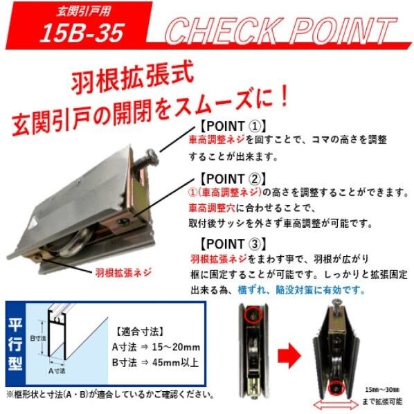家研販売 アルミサッシ用取替戸車 戸車サイズ:15×45×81mm 15B-35 1個