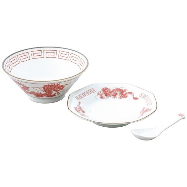 マルサン近藤 レトロ中華 ラーメンチャーハン 赤 19.5×20.5×12cm 04936(赤) 1点