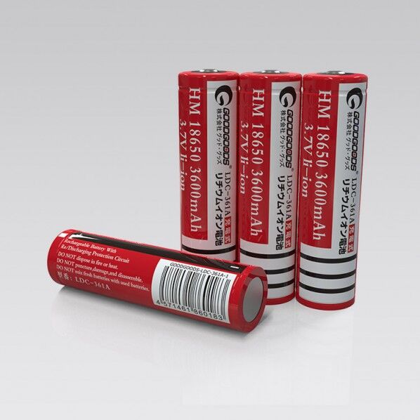 グッド・グッズ 18650型 リチウムイオン充電池 3600mAh 保護回路付 3600mAh LDC-364A 1個