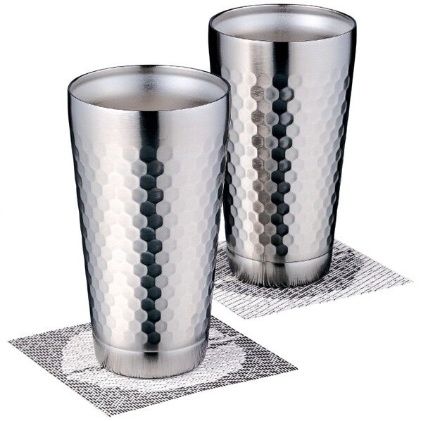 ツチメ 2層タンブラーペア350ml(コースター付) 18×15.8×8.5cm CTHM-05-KI 1点
