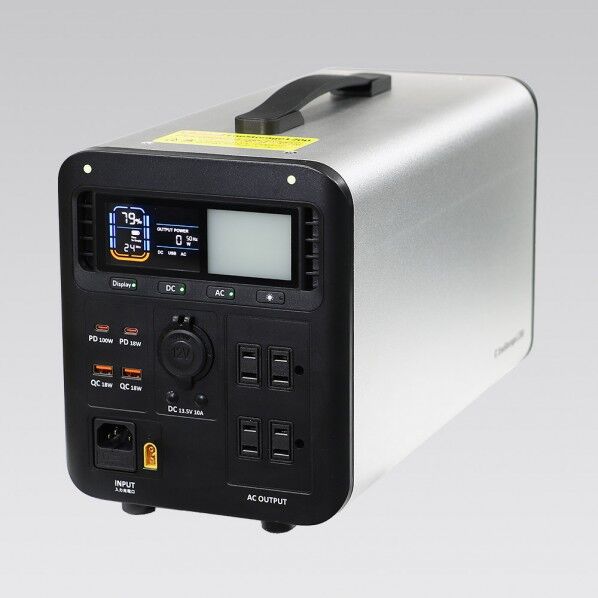 グッド・グッズ 1008Wh ポータブル電源 1200W リン酸鉄リチウム ライト付 EPS機能 L395×W190×H220mm SPI-1200AT 1個