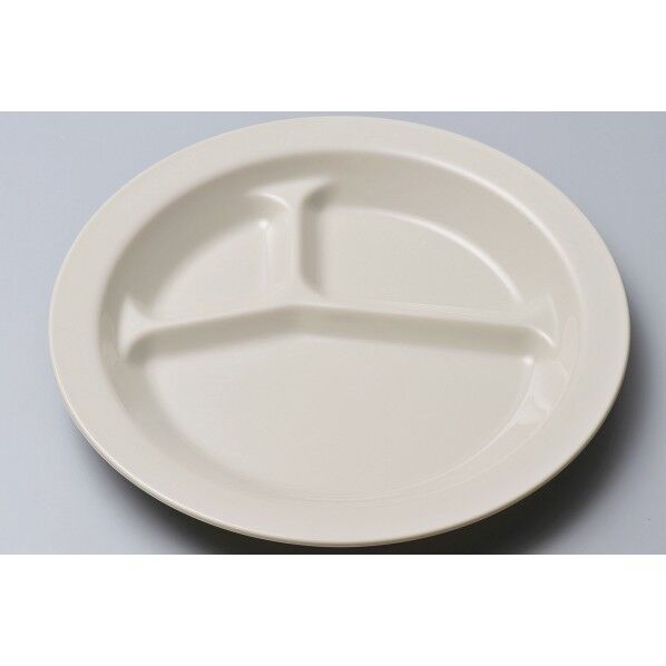 (グレー) PP丸ランチ皿 三ツ切 1714GR 1個