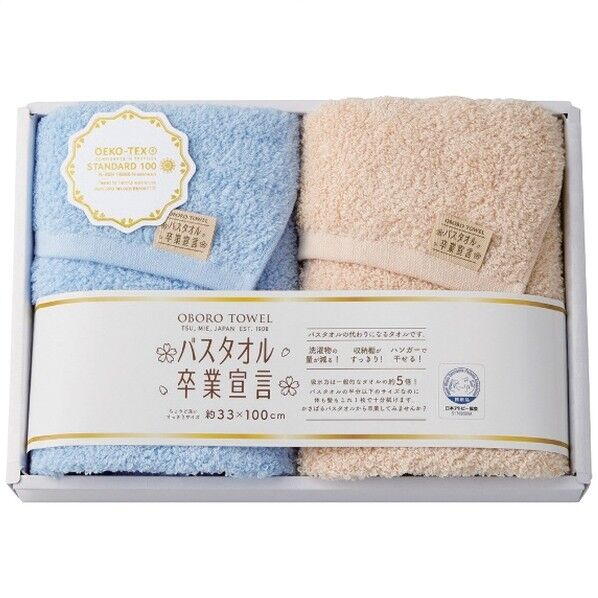 ロングフェイスタオル2枚セット ブルー×モカ