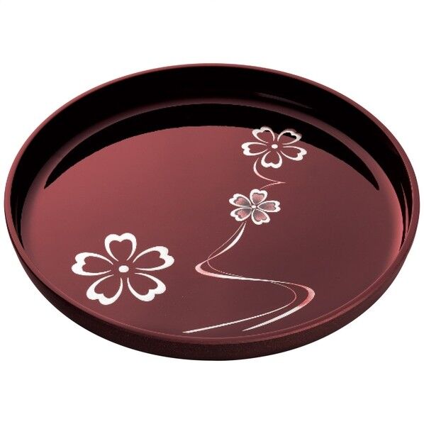 マコトジャパン 花ゆらり 溜塗丸盆(尺丸) 31.5×31.5×4.2cm 2205018 1点