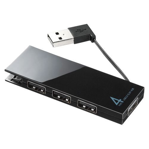 ケーブル収納4ポートUSB2.0ハブ黒 ブラック USB-HMB406BK 1