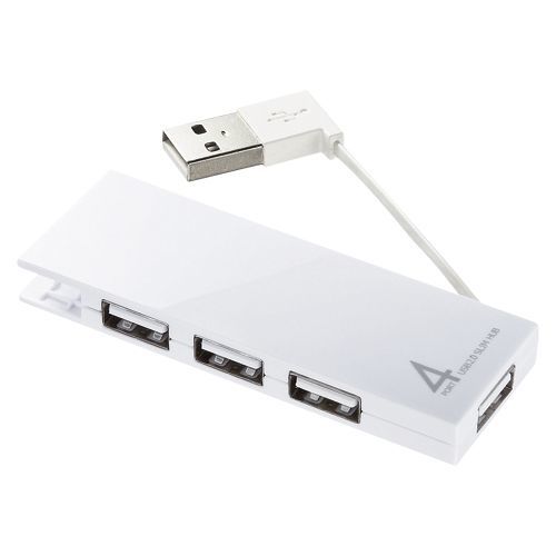ケーブル収納4ポートUSB2.0ハブ ホワイト USB-HMB406W 1