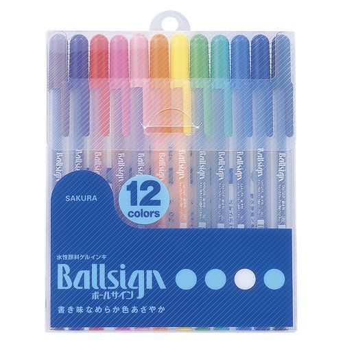 ボールサイン8012色セット 黒,赤,青,緑,橙,ローズ,黄緑,黄,桃,茶,紫,ロイヤルブルー PGB12 1