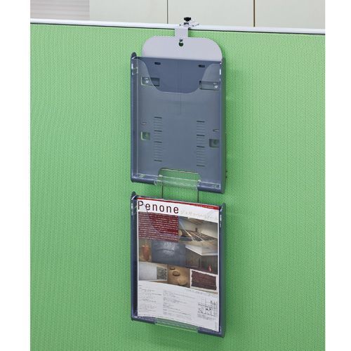 パンフレットスタンド パーティション型1列2段 グレー 235×120×770mm PF-C102 1