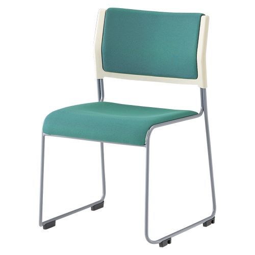 ミーティングチェア背座布パット付タイプ グリーン LTS-110PF-GR 1