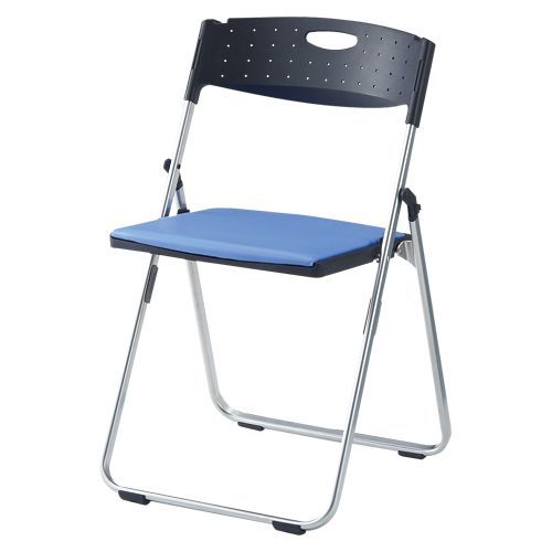スチール折畳み椅子パット付タイプ ブルー CAL-XS02M-V-BL 1