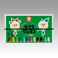 クレヨン太巻12色(ゴム紐付) LY12R 1