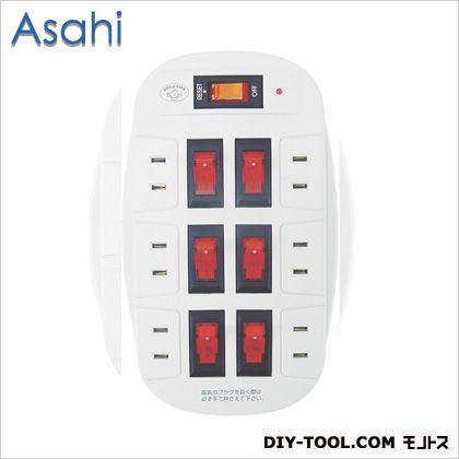 雷ガード付6口節電コンセント ASW-017 1