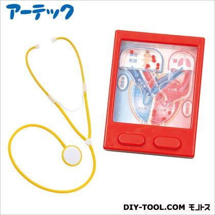 どきどき心臓学習セット 心臓ウォーターゲーム:120×90×20mm聴診器:160×816mm 55731 1