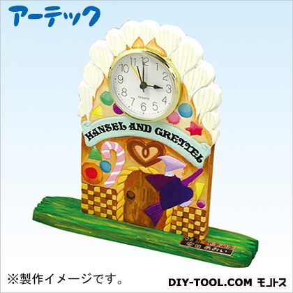 木彫卓上時計(しな材)アラーム付白 5086 1