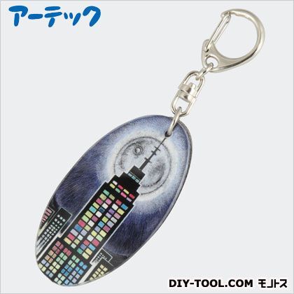 アートガラスキーホルダーレザー付(楕円形) 13109 1