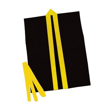 カラ-不織布ハッピ子供用袖無 黒(黄襟) S 3264 1