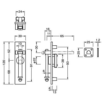 570シリンダー栓錠 サテンニッケル -485770 1