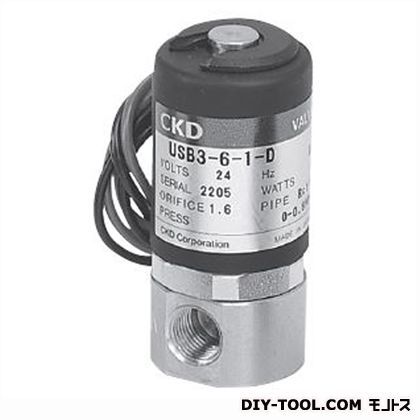 小形直動式2ポート弁通電時開形 幅×奥行×高さ:25×25×55mm USB3-6-2-B-DC12V 1