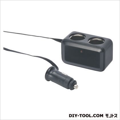 格納シガー対応2連ソケット ブラック H42×W70×D33(mm) NZ258 1