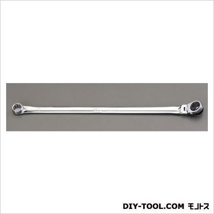 15mm首振型超ロングラチェットめがねレンチ S:15mm、D1:23.5mm、D2:28mm、T1:11.9mm、T2:15.9mm、L:405mm EA602CG-15 1