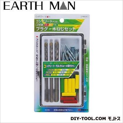 コンクリートドリル プラグ・木ネジセット 3本組