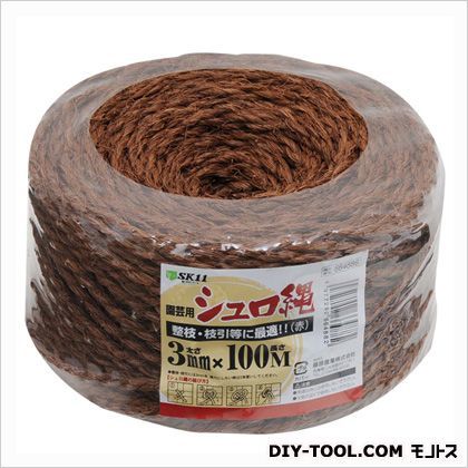 シュロ縄ヒラマキ3X100 赤 1