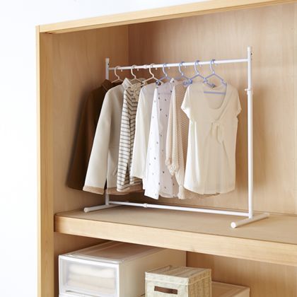伸縮押入れハンガー 白 幅:約75-130奥行:約40高さ:約81-110 OHW-10 1