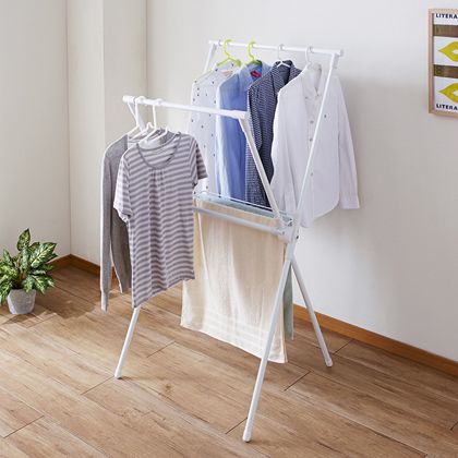 X型室内物干し 白 幅:約71奥行:約65高さ:約135 SMW-1 1
