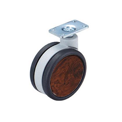 室内用スリムタイプフレスコキャスター75mmプレート・ストップ無木目 1