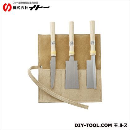 豆道楽豆鋸三本組革鋸巻き 約160×150mm 013251 1