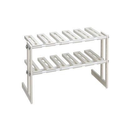 シンク下フリーラック2段 排水トラップを避けて設置 (伸縮タイプ 出し入れ簡単)