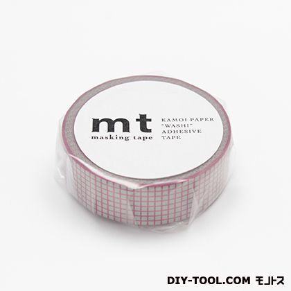 mt1P方眼・ピンクonグレー 15mm×10m MT01D267 1