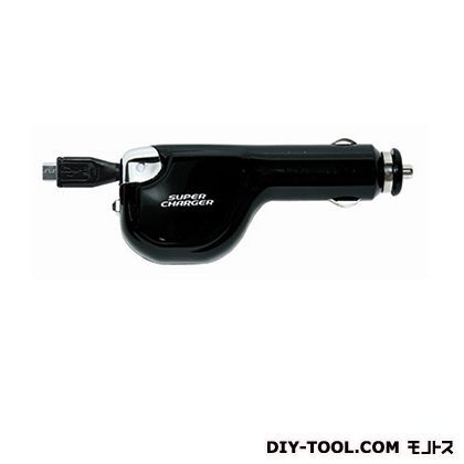 リール式DC充電器1AmicroUSB 艶ブラック AJ-357 1