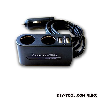 ダイレクト2連ソケットUSB2ポート合計最大3.1A