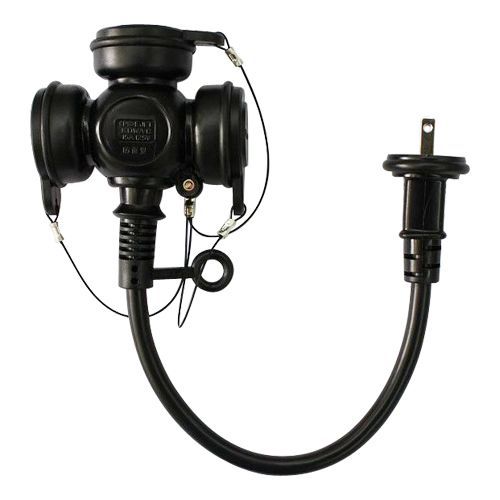 防雨ショートタップ3ツ口 KRT608-03クロ 1