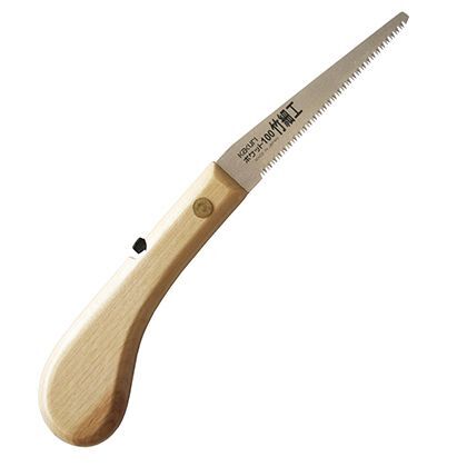 角利ポケット100竹細工鋸 サイズ:全長/250mm、刃渡り/100mm、板厚/0.6mm、ピッチ/1.6mm、収納時/140×50×15mm 11006 1