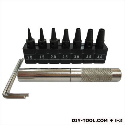 パンチセット差替式1-4mm 本体(打具2本組立時):直径11mm×全長80mm No.3 1
