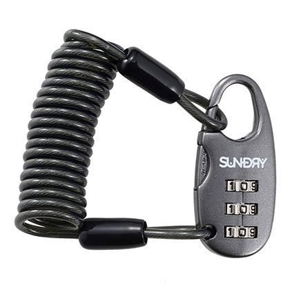 SUNDRYミニケーブルロック ワイヤー/直径1.2mm、長さ約100cm、カギ部/幅25×高さ55×厚さ7mm MCL-10B 1