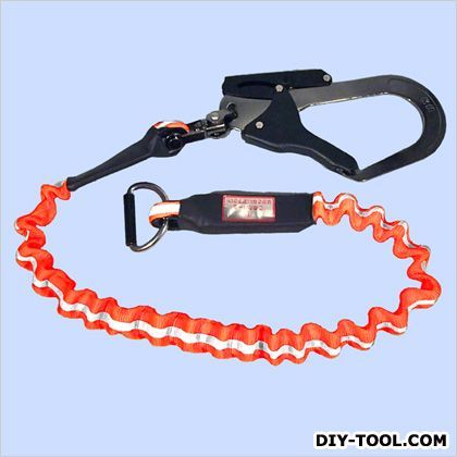 KHジャバラランヤードTアルミ自在一ツ穴D環シルバーライン オレンジ 長さ:1000mm LJAWO-10 1