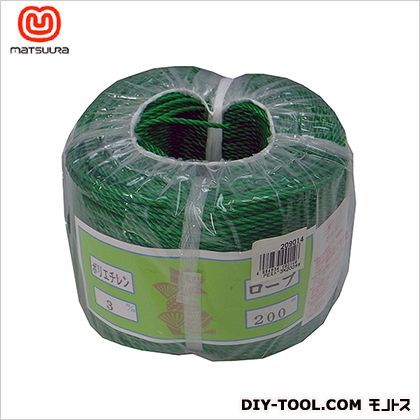 PE大巻ロープ 緑 約3mm×200m 1巻