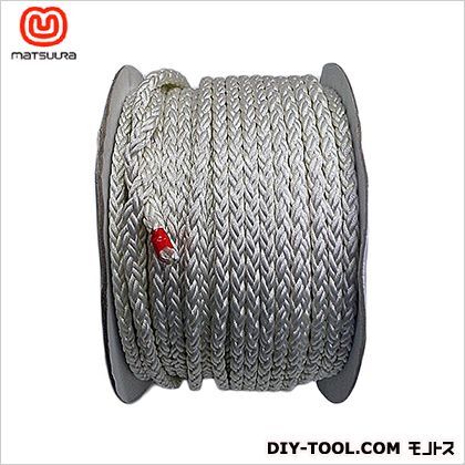 エステルマルチクロスロープ(8打ち)ドラム巻 白 12mm×100m PET-8CROSS-12X100-DR 1巻