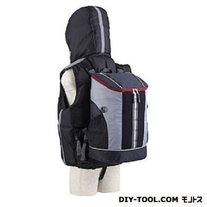 ツナガード成人用固型式ダウンベスト風ライフジャケット&スタンダード型リュック ブラック Lサイズ TG-V1R 1