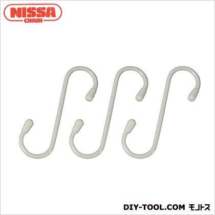 ファミリーフック 白 仕上り径4mm✕フックの内径23/23mm✕長さ100mm A-750 3本