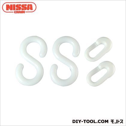 PW40用Sフッククイックジョイント 白 Sフック-長さ31.1mm・内径11.5mm・クイックジョイント-内径18.0×4.6mm P-513 1セット