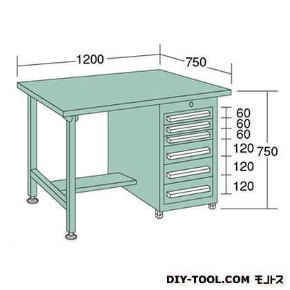 中量作業台 幅×奥行×高さ:1200×750×750mm KS127A 1